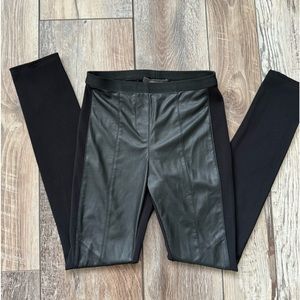 BCBG Leather Black Mixed Media Leggings XXS